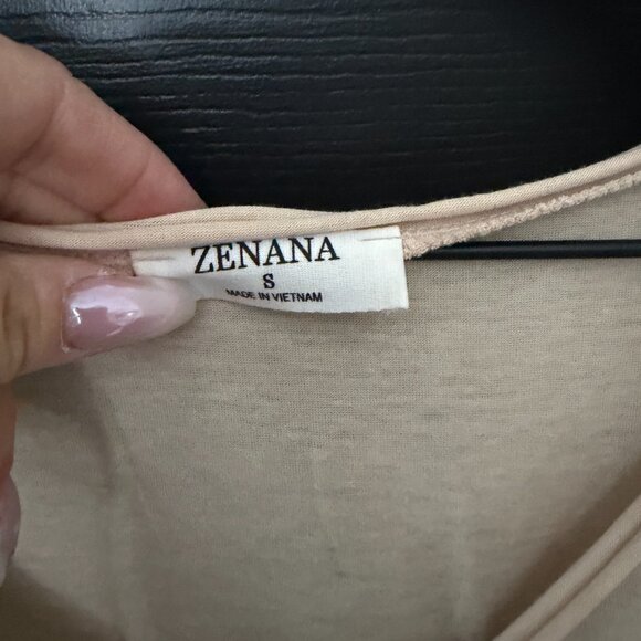 Womens Zenana Oversized Pocket Tee Shirt Cream Small - Picture 2 of 3